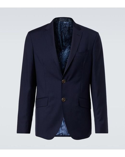 Etro Blue Wool Blazer for men