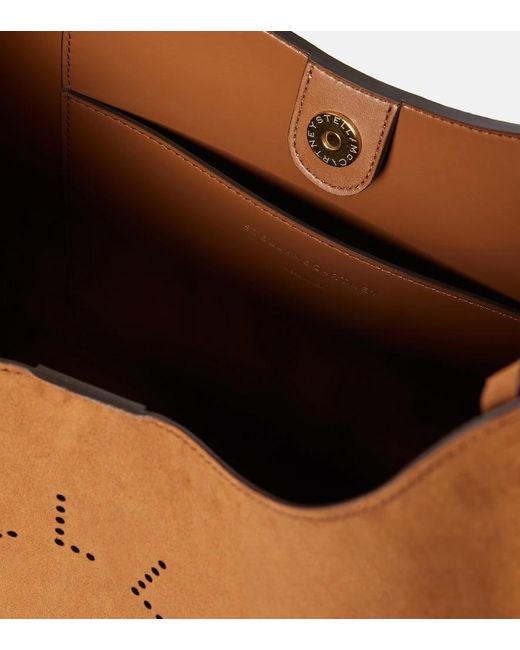 Stella McCartney Brown Logo Large Faux Suede Tote Bag