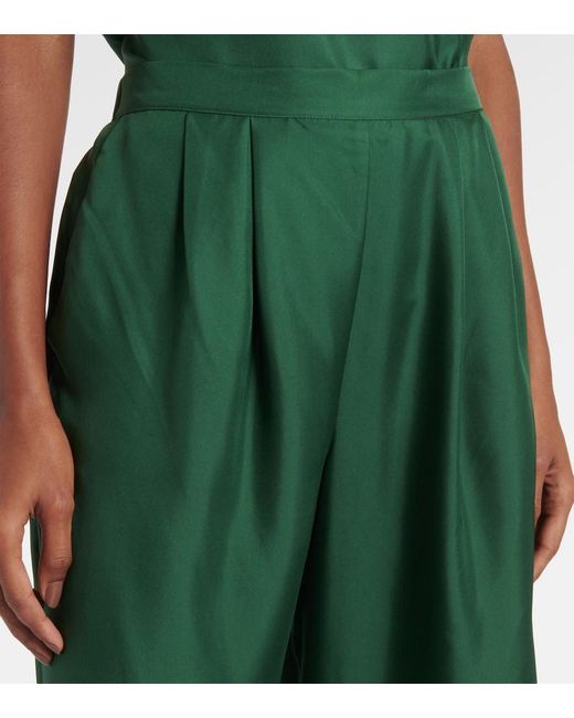 Pantalones Anchos Isola De Sarga De Seda Asceno de color Green