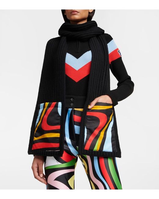 Emilio Pucci Black X Fusalp Ribbed-Knit Wool Scarf