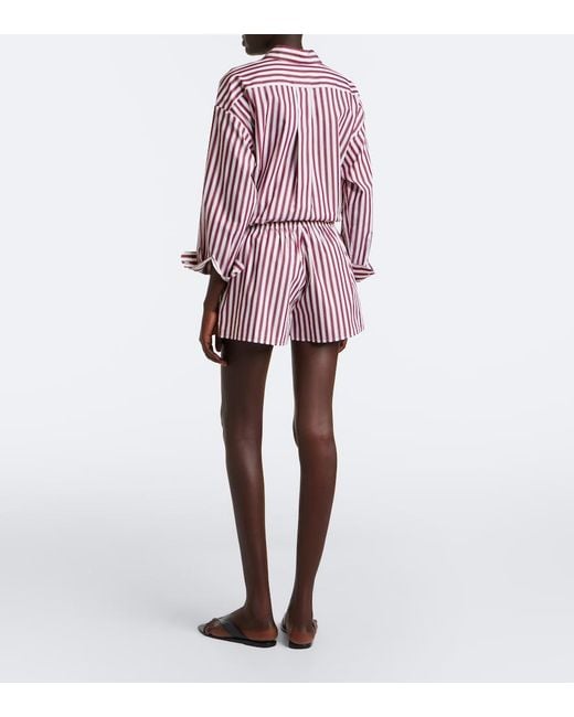 Eres Red House Striped Cotton Shorts