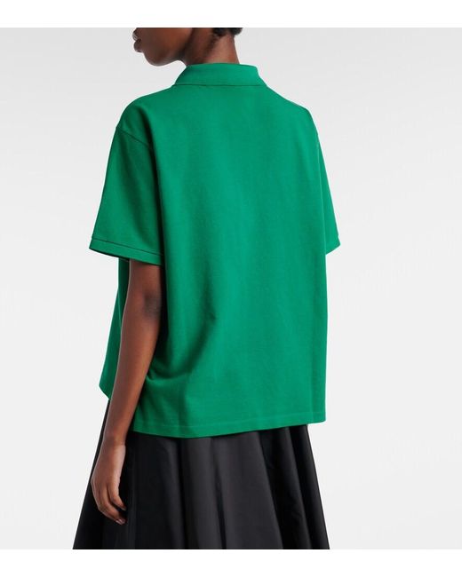 Polo De Pique De Algodon Prada de color Green