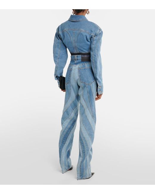 Jeans rectos de patchwork Mugler de color Blue