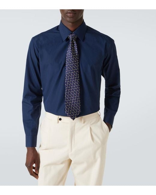 Charvet Blue Cotton Poplin Shirt for men