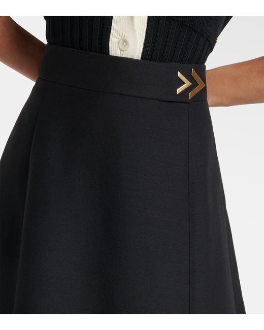 Valentino Black Vgold Crepe Couture Midi Skirt