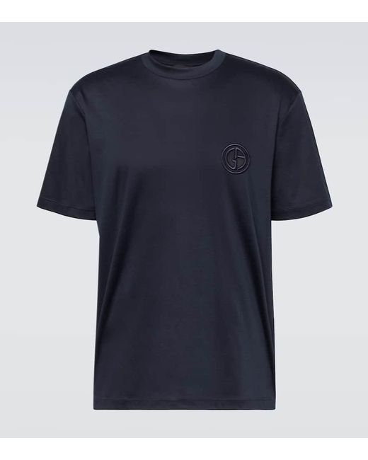Camiseta en jersey de algodon Giorgio Armani de hombre de color Blue