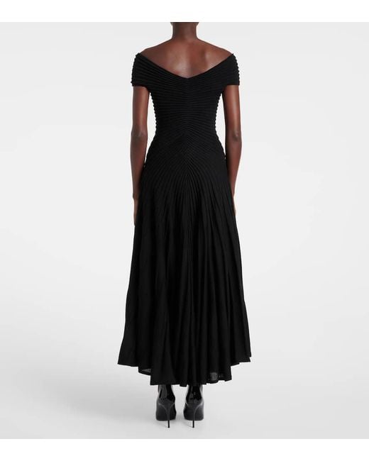 Vestido Midi De Lana Alaïa de color Black