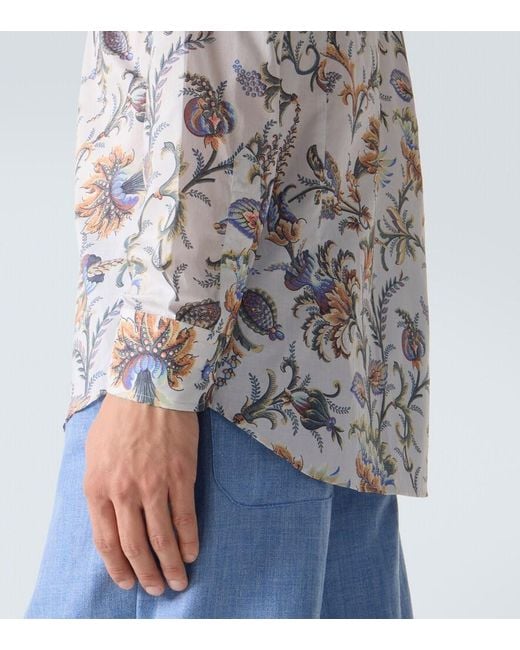 Etro White Floral Cotton Shirt for men