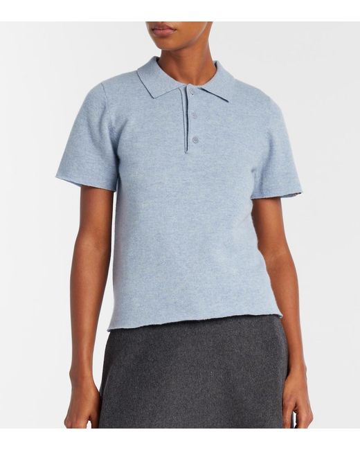 Extreme Cashmere Blue N°198 Salamander Cashmere-Blend Polo Shirt