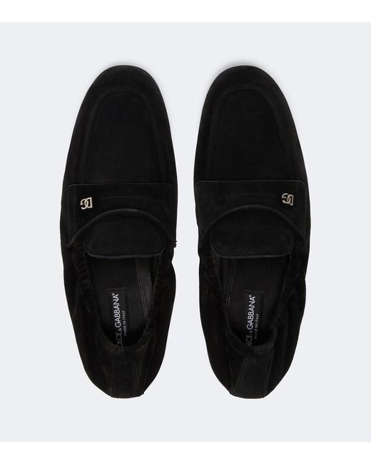 Dolce & Gabbana Black Dg Suede Loafers for men