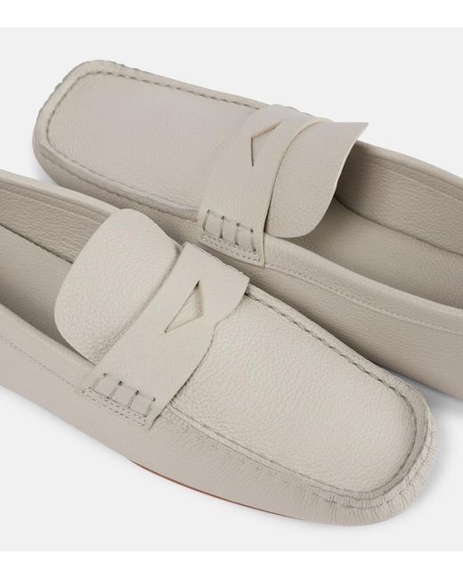 Khaite White Billy Pebbled Leather Loafers