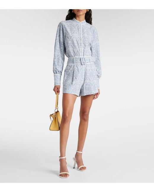 Veronica Beard Blue Thorp Cotton Blouse