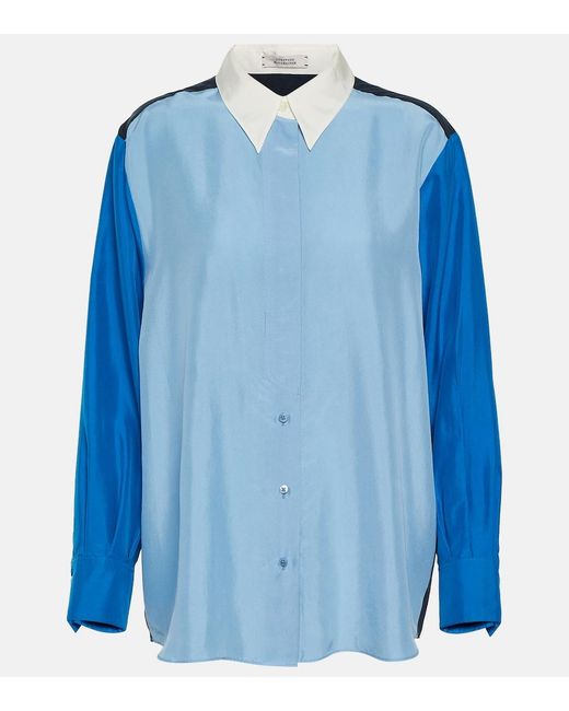 Dorothee Schumacher Blue Colorblock Silk Blouse