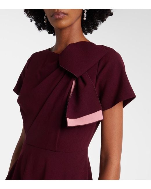 Roksanda Purple Luna Bow-Detail Crepe Midi Dress
