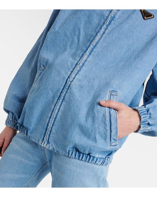 Giacca di jeans con logo di Prada in Blue