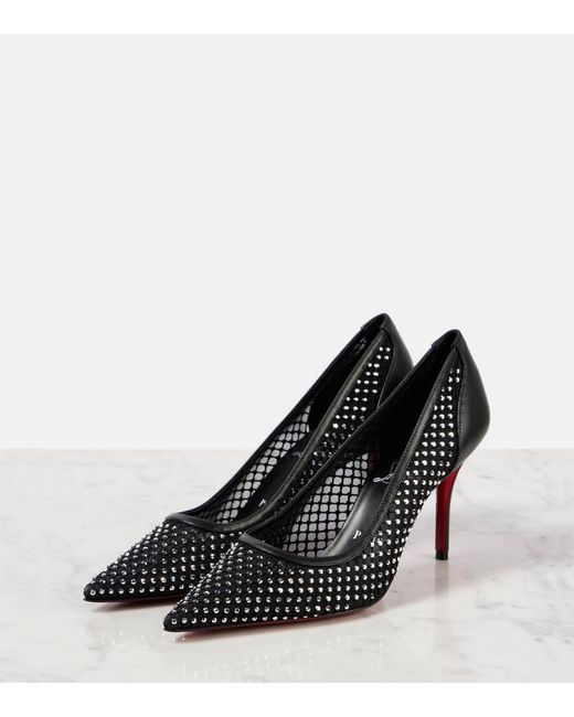 Christian Louboutin Black Apostropha 80 Embellished Mesh Pumps