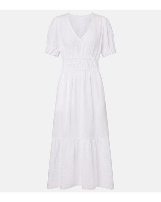Velvet White Rivelle Cotton Gauze Midi Dress
