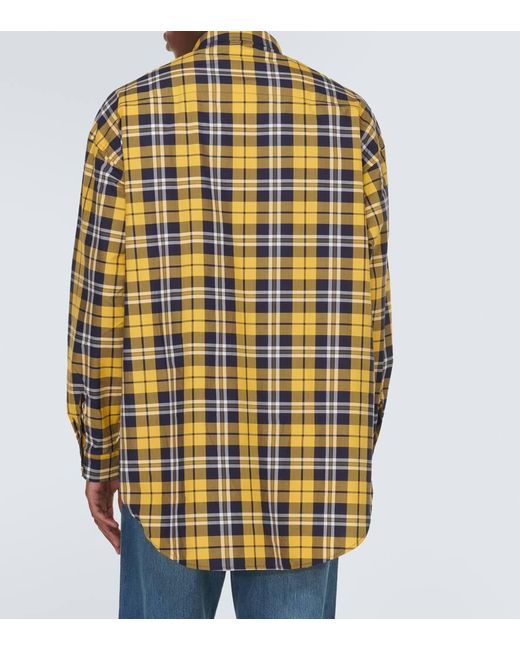 Camicia in cotone a quadri di Givenchy in Yellow da Uomo