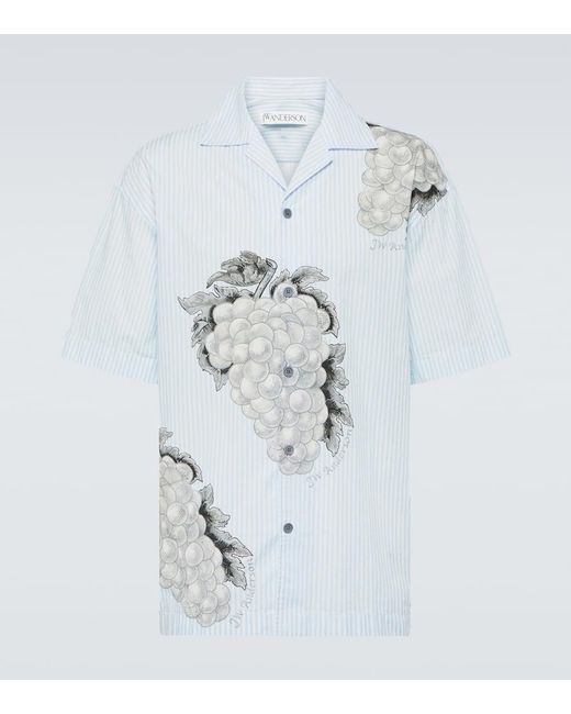 Camisa de popelin de algodon a rayas J.W. Anderson de hombre de color White