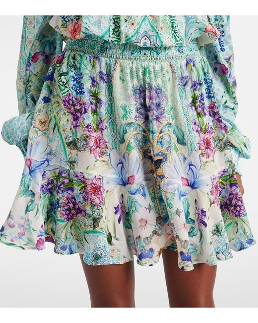 Camilla Blue Crystal-Embellished Silk Minidress