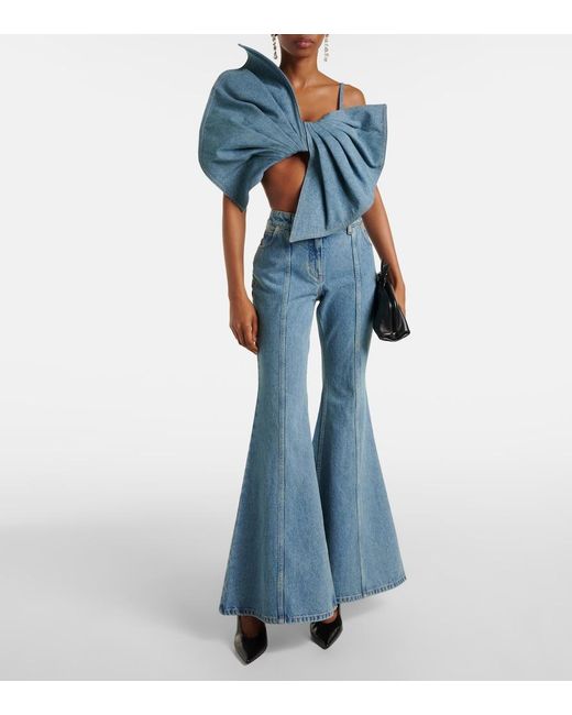 Nina Ricci Blue Bow-Detail Denim Top
