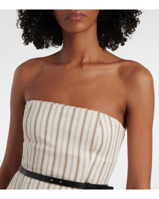 Max Mara Natural Fervida Cotton And Linen Midi Dress