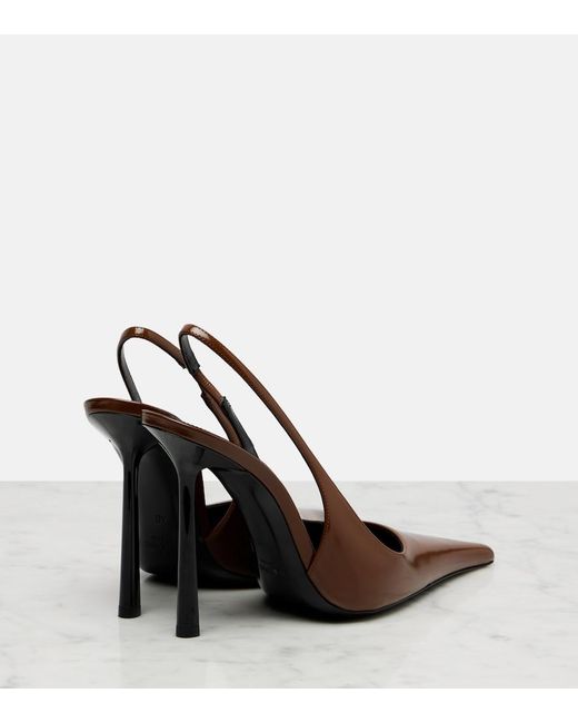Saint Laurent Brown Vendome 110 Leather Slingback Pumps