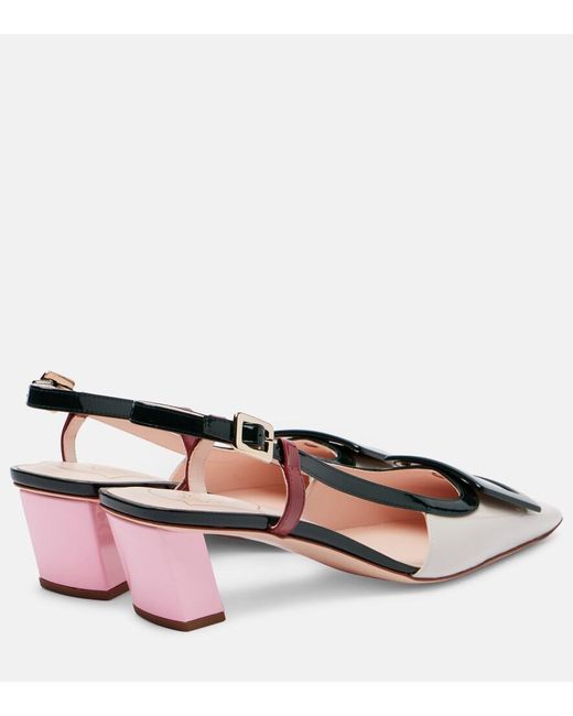 Roger Vivier Metallic Belle Vivier 45 Leather Slingback Pumps