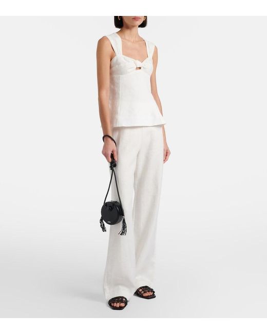 Faithfull The Brand White Ilride High-Rise Linen Straight Pants