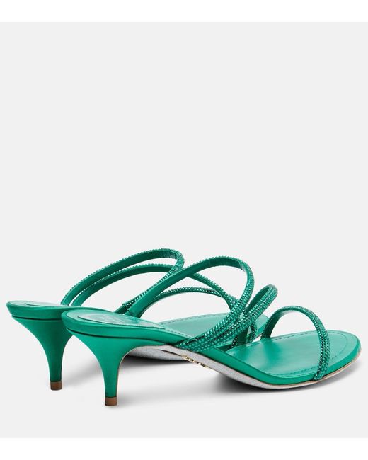 Rene Caovilla Green Crystal-Embellished Sandals