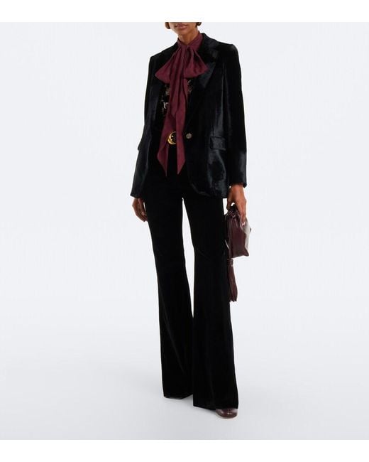 Etro Purple Tie-Neck Paisley Jacquard Blouse