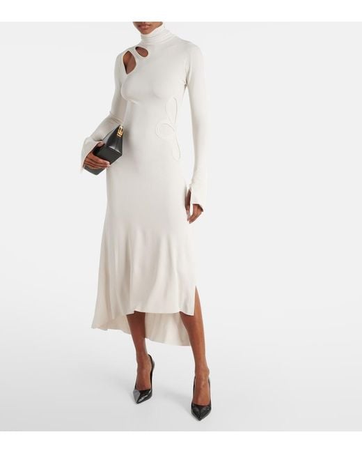 Victoria Beckham White Cutout Jersey Midi Dress