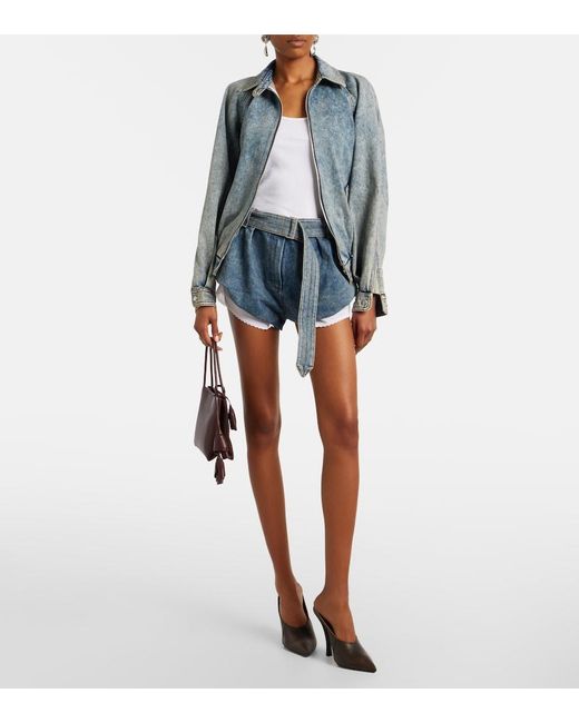Magda Butrym Blue Belted Denim Shorts