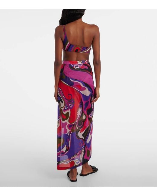Falda Envolvente Orchidee De Algodon Emilio Pucci de color Purple