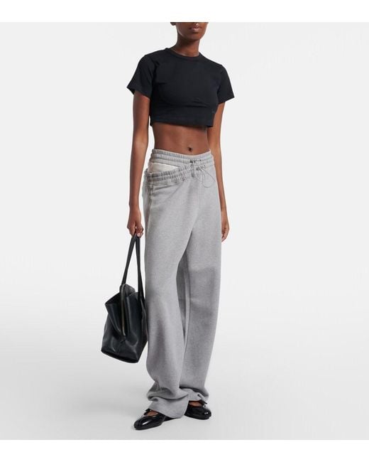 The Attico Black Cropped Cotton Jersey T-Shirt