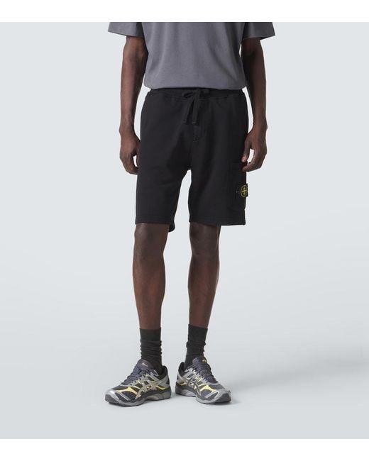 Stone Island Black Compass Cotton Shorts for men