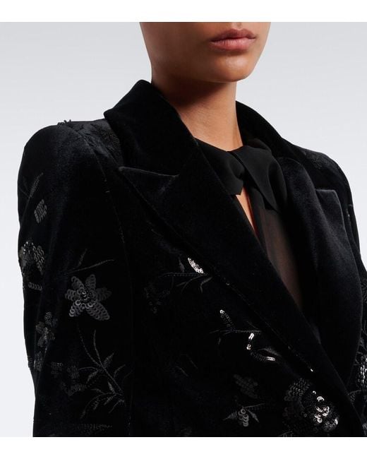 Elie Saab Black Sequined Velvet Blazer