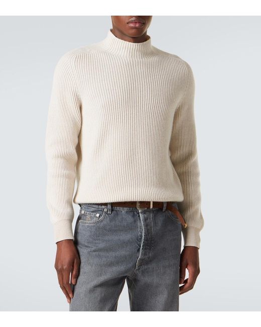 Brunello Cucinelli White Cashmere Sweater for men