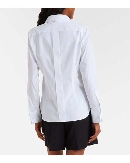 Max Mara White Cotton-Blend Poplin Shirt