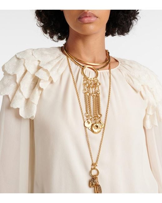 Chloé White Ruffled Silk Blouse