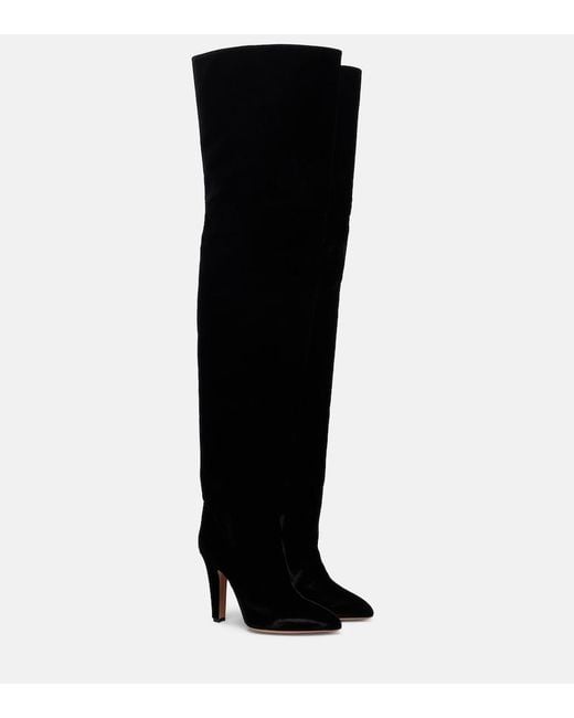 Paris Texas Black Elsa 100 Velvet Over-The-Knee Boots