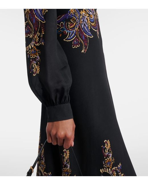 Etro Black Paisley Midi Dress