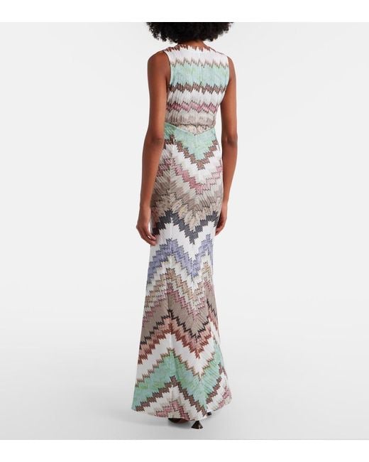 Missoni White Zigzag Lame Maxi Dress