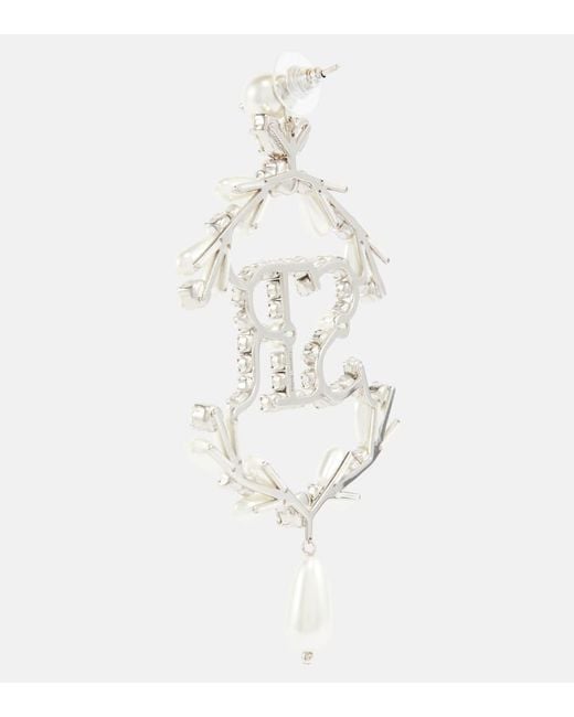 Orecchini Con Cristalli E Perle Bijoux di Simone Rocha in White