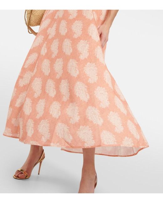 Zimmermann Orange Printed Midi Dress