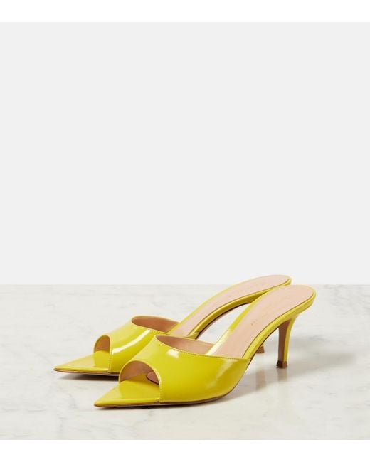 Gianvito Rossi Yellow Pat 70 Leather Mules