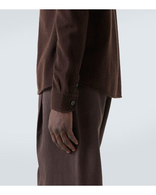 Allude Brown Wool And Cashmere Overshirt for men