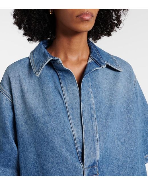 Plan C Blue Oversized Denim Shirt