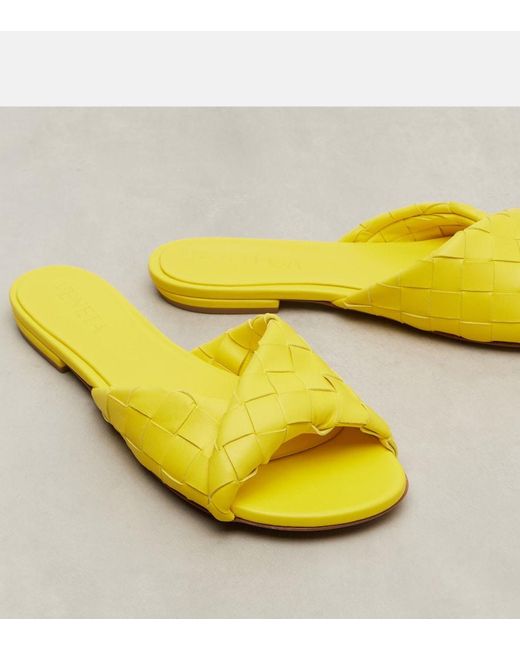 Bottega Veneta Yellow Blink Intrecciato Leather Slides