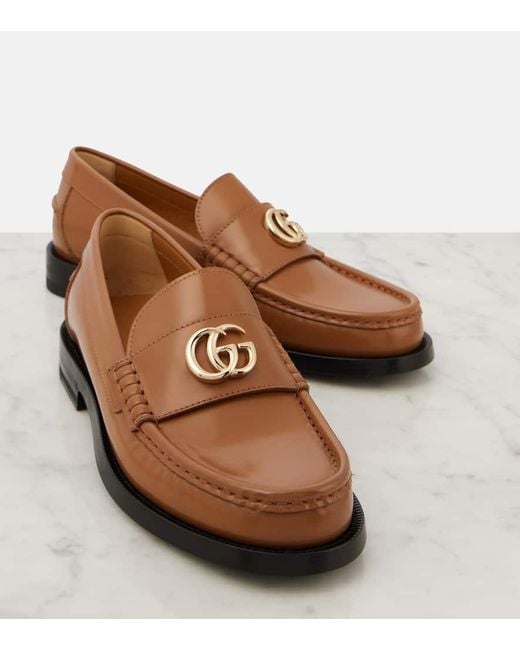 Gucci Brown Loafers Marmont GG aus Leder